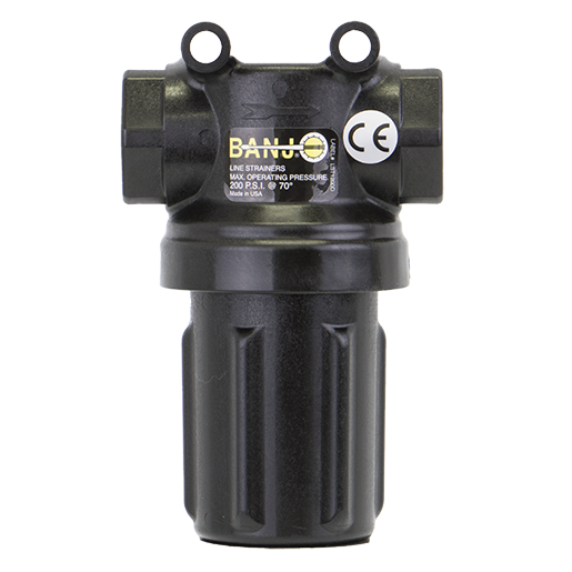 Banjo LSTM050-80 - 1/2" x 1/2" Black Bowl Strainer with 80 Mesh Screen & 200 PSI