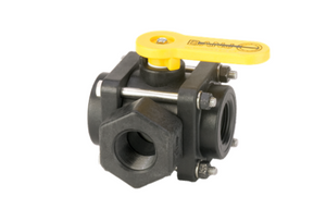 Banjo V100SL - 1" 3-Way Side Load Poly Valve with 200 Max PSI, 1" Pipe Size & 1" Opening Thru Ball