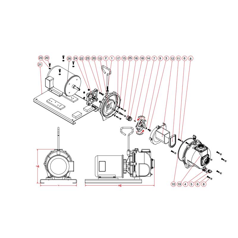 Banjo BEM5-182CZ - 5 HP 3450 RPM Three Phase Motor-Mid-South Ag. Equipment