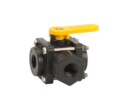 Banjo V075SL - 3/4" 3-Way Side Load Poly Valve with 200 Max PSI, 3/4" Pipe Size & 1" Opening Thru Ball | shop.midsouthag.com