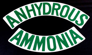 Decal - ANHYDROUS AMMONIA (Curved) - Green on White - NH3 Safety Decal-Mid-South Ag. Equipment