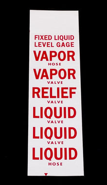 Decal - Valve ID Set - Red on White - NH3 Safety Decal-Mid-South Ag. Equipment