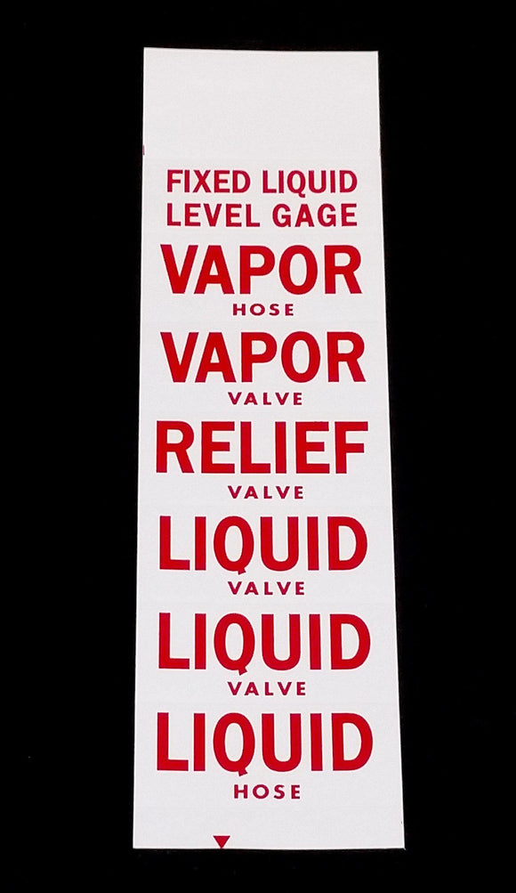 Decal - Valve ID Set - Red on White - NH3 Safety Decal-Mid-South Ag. Equipment