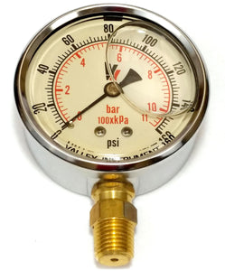 Valley Industries - 2-1/2" - 160 P.S.I. Liquid Filled Pressure Gauge - 2140GXB160-Mid-South Ag. Equipment
