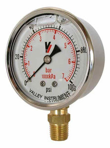 Valley Industries - 2-1/2" - 200 P.S.I. Liquid Filled Pressure Gauge - 2140GXB200-Mid-South Ag. Equipment