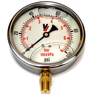 Valley Industries - 4" - 100 P.S.I. Liquid Filled Pressure Gauge - 4140GXB100-Mid-South Ag. Equipment
